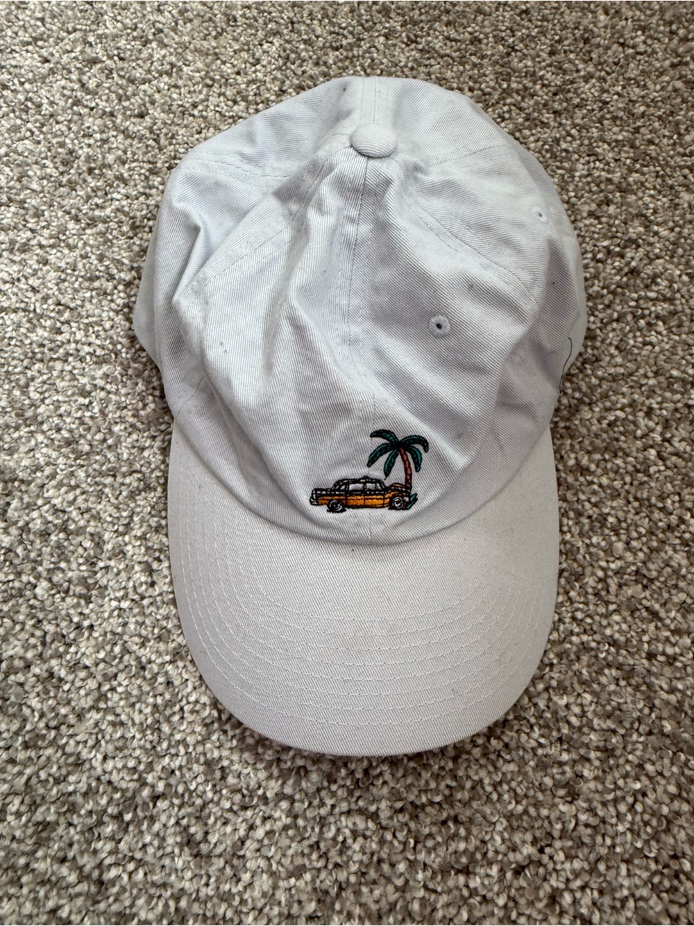 Vans White Cap with Embroidered Surf Wagon and Palm